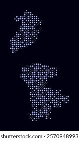 Macao, shape of the country built of colored cells. Digital style map of Macao on dark background. Small size rounded square blocks. Vibrant vector illustration.