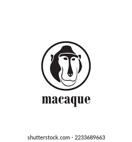 Macaque animal silhouette logo design.
