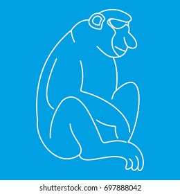 Macaque icon blue outline style isolated vector illustration. Thin line sign