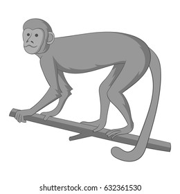 Macaque icon in monochrome style isolated on white background vector illustration