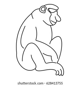 Macaque icon in outline style isolated on white background vector illustration