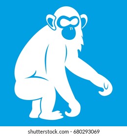 Macaque icon white isolated on blue background vector illustration