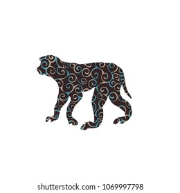 Macaque monkey primate spiral pattern color silhouette animal