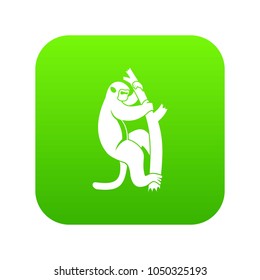 Macaque on a tree icon digital green for any design isolated on white vector illustration