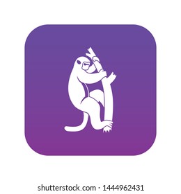 Macaque on a tree icon digital purple for any design isolated on white vector illustration