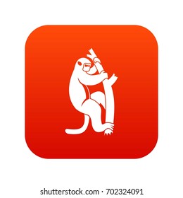 Macaque on a tree icon digital red for any design isolated on white vector illustration