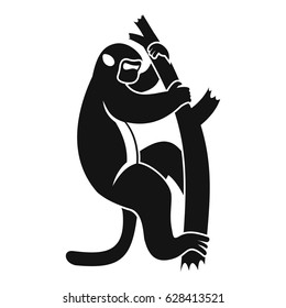 Macaque on a tree icon. Simple illustration of macaque on a tree vector icon for web