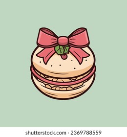 macaron with a bow on top of it