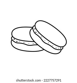  Macaron cake line icon. linear style sign for mobile concept and web design. French macaroon outline vector icon. Symbol, logo illustration. Vector graphics