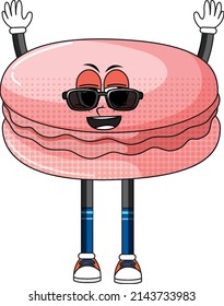 A macaron cartoon character on white background illustration