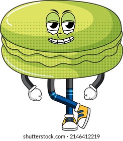 A macaron cartoon character on white background illustration