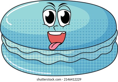 Macaron cartoon character on white background illustration