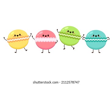 Macaron character vector. Macaron on white background. Dessert vector.