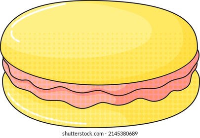 Macaron with cream on white background illustration