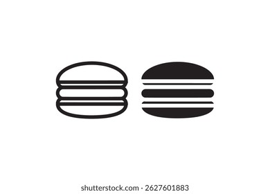 Macaron dessert icons black and white vector Vector