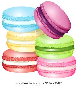 Macaron in different flavors illustration