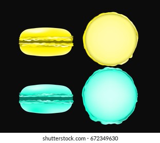 Macaron with different flavors illustration.Black background