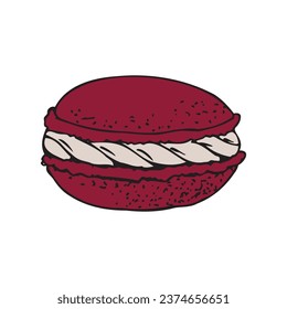 Macaron drawing. Beverage design for a menu or coffee shop design. Line art. Vector illustration