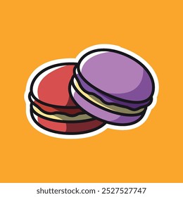 macaron editable cartoon style sticker vector