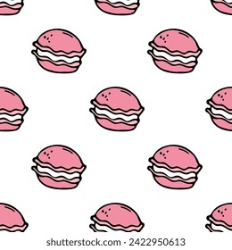 Macaron endless texture. Vector colorful macaroons seamless pattern in hand drawn style