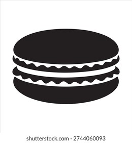 Macaron with filling visible Vector, Silhouette, Illustration.