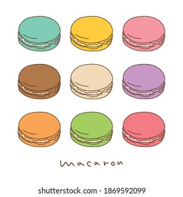 Macaron Hand Drawn Line Art Illustration Set