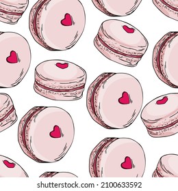 Macaron Heart Valentine's Day Seamless Pattern