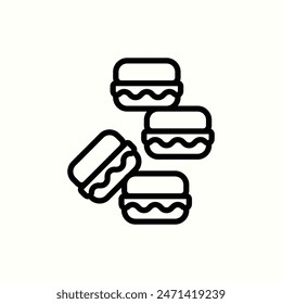 Macaron-Symbol, isolierte Bäckerei-Umriss-Symbol-Set