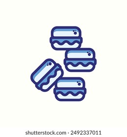 icono de macaron, icono aislado azul tema panadería