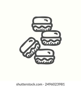 Icono de Macaron, Icono dibujado a mano aislado Tema Panadería