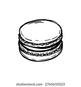 Macaron icon logo design. French macaron cookie sign and symbol. Macaroon icon. Sweet pastry dessert doodle for bakery or cafe.