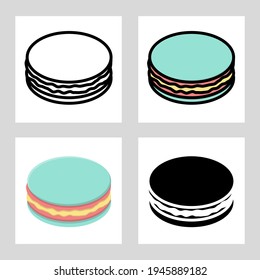 macaron icon vector design in filled, thin line, outline and flat style.