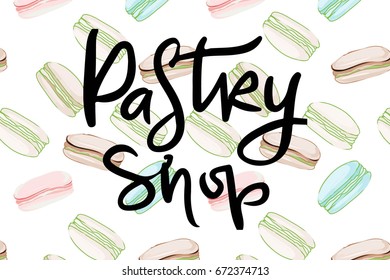 Macaron, illustration. pastry shop