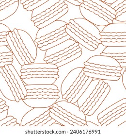Macaron line art seamless pattern. Suitable for backgrounds, wallpapers, fabrics, textiles, wrapping papers, printed materials, and many more.