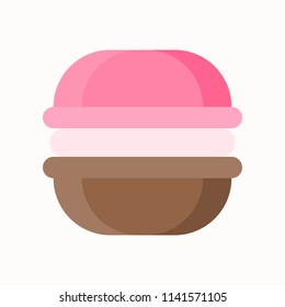 Macaron , pastry and bakery flat icon set