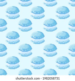 Macaron pattern pixel art. Seamless pattern. Pixel art Macaron pattern. Valentine's Day.