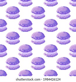 Macaron pattern pixel art. Seamless pattern. Pixel art Macaron pattern. Valentine's Day.