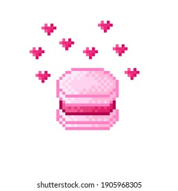 Macaron pixel art. Macaron cartoon. Vector illustration. Valentine's Day.