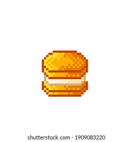 Macaron pixel art. Macaron cartoon. Vector illustration. Valentine's Day.