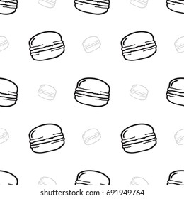 macaron seamless background. Doodle hand drawing vector illustration. 