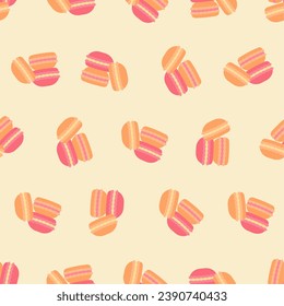 Macaron seamless pattern. Suitable for backgrounds, wallpapers, fabrics, textiles, wrapping papers, printed materials, and many more.