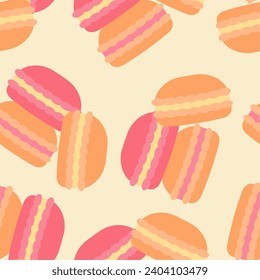 Macaron seamless pattern. Suitable for backgrounds, wallpapers, fabrics, textiles, wrapping papers, printed materials, and many more.