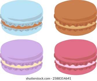 Macaron set 1.
A 4-piece set of colorful macarons.