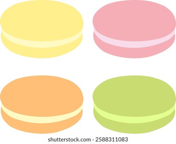 Macaron set 3.
A 4-piece set of colorful macarons.