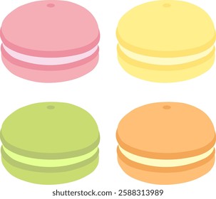 Macaron set 5.
A 4-piece set of colorful macarons.