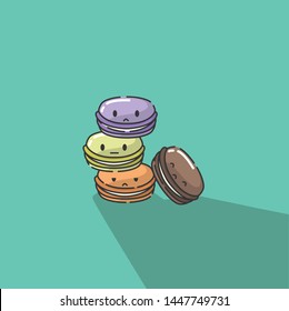 dulces Macaron con ojos lindos, acompañados por muchos amigos