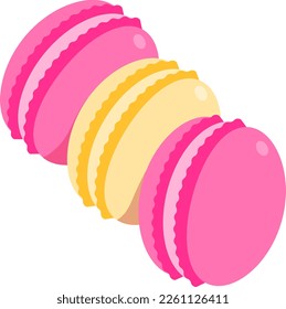 Macaron three piece Dessert Icon Element illustration Flat style