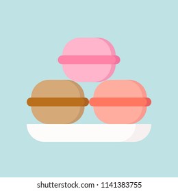 Macaron in various flavor, simple icon in flat style, bakery and pastry set