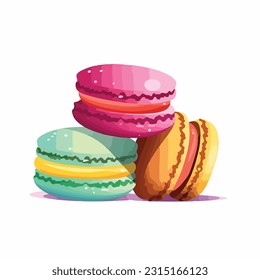 macaron vector flat color white background