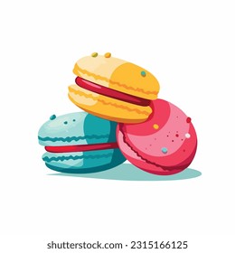 macaron vector flat color white background